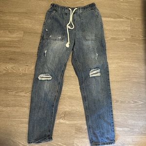 Drawstring relaxed jeans